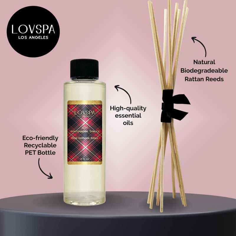 LOVSPA Joy Winterberry Spruce Diffuser Oil - Holiday Essential Oils for Diffuser Refill & Air Freshener Room Spray - Long-Lasting & Natural Home Fragrance, Scented Oil for Diffusers, USA Made, 4oz - Image 2